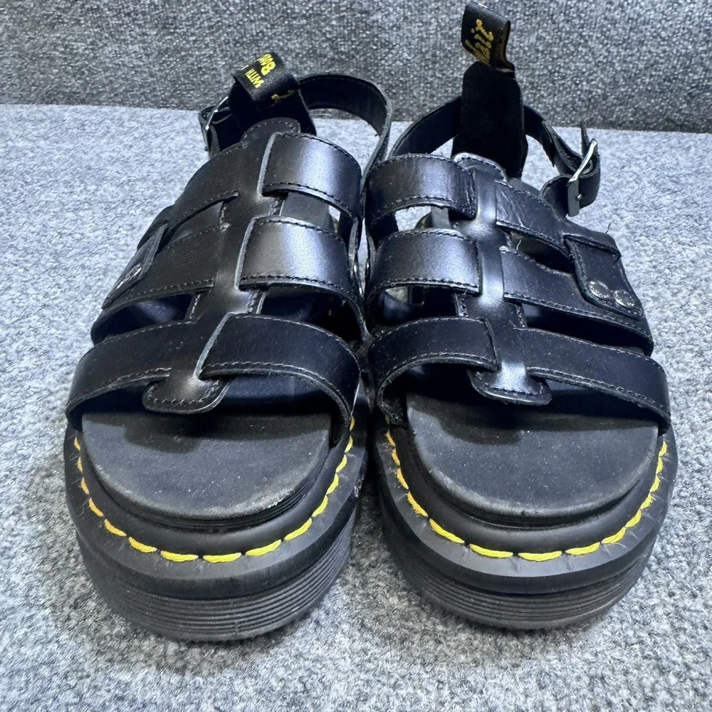 Dr. Martens Sandals Mens 5 Terry Black Leather Platform Gladiator EUC